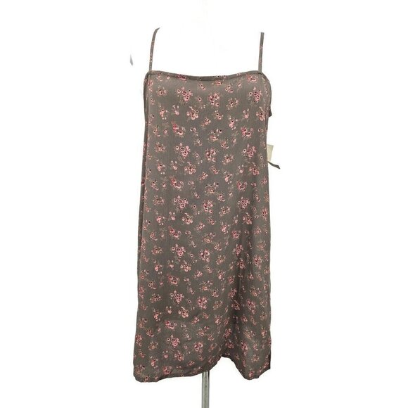New Flynn Skye Molly Mini Slip Dress Womens M Taupe Pink Floral - Picture 2 of 6